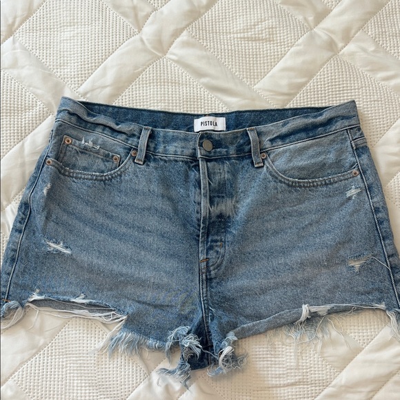 Pistola Distressed Blue Jean Shorts - Picture 1 of 5